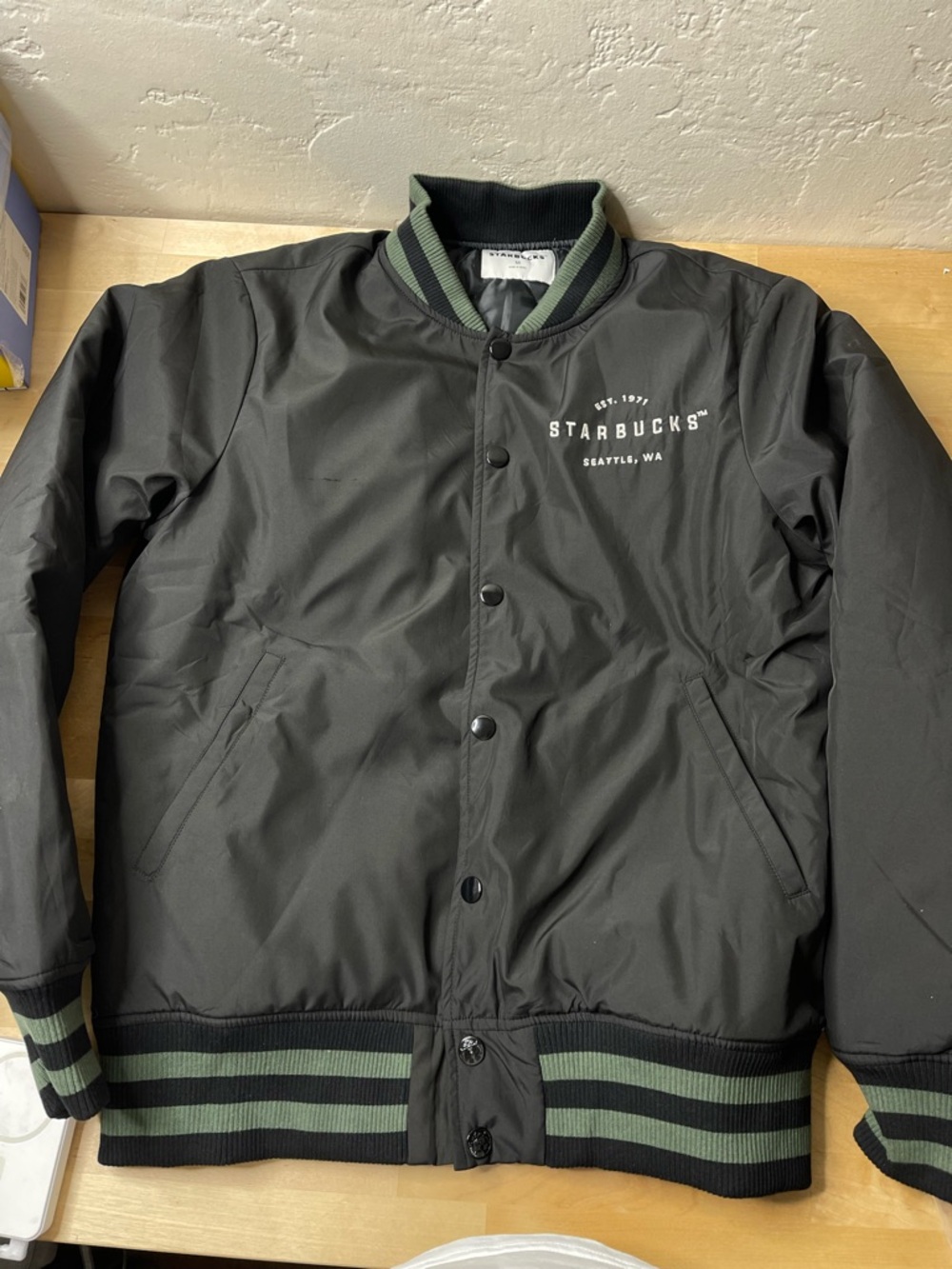 Starbucks, Black Bomber Jacket Women Size XS